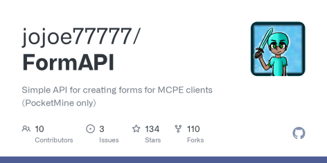 GitHub - jojoe77777/FormAPI: Simple API for creating forms for MCPE clients (PocketMine only)