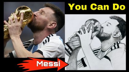 How To Draw Lionel Messi (world cup) Step By Step | Lionel Messi kissing world cup trophy 2022 - YouTube