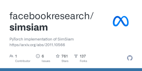 GitHub - facebookresearch/simsiam: PyTorch implementation of SimSiam https//arxiv.org/abs/2011.10566