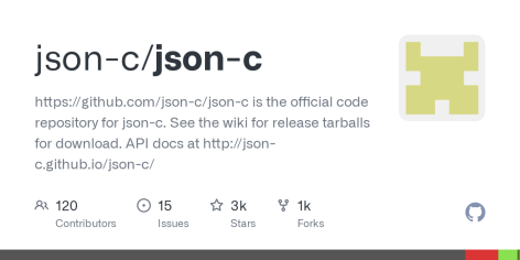 GitHub - json-c/json-c: https://github.com/json-c/json-c is the official code repository for json-c.  See the wiki for release tarballs for download.  API docs at http://json-c.github.io/json-c/