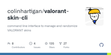 GitHub - colinhartigan/valorant-skin-cli: command line interface to manage and randomize VALORANT skins