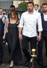 Jennifer Lopez Wore a Long Black Dress in Paris with Ben Affleck