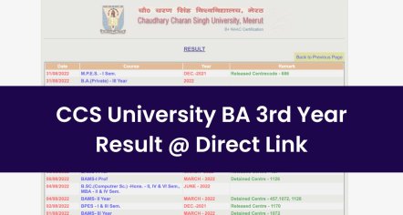CCSU BA 3rd Year Result 2022 @ ccsuniversity.ac.in CCS University BA Final Year Results Direct Link - Central Bharti News | Government Schemes, Results, Admit Cards