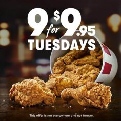 DEAL: KFC - 9 pieces for $9.95 Tuesdays | frugal feeds