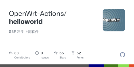 GitHub - OpenWrt-Actions/helloworld: SSR 科学上网软件