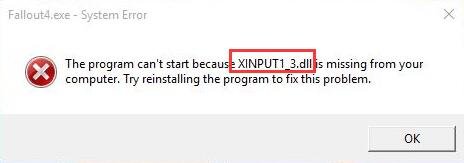 Fix Xinput1_3.dll Missing or Not Found in Windows 10/11