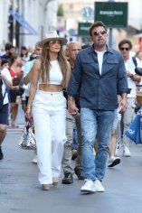Jennifer Lopez Wears White Crop Top and Matching Hat On Milan Honeymoon