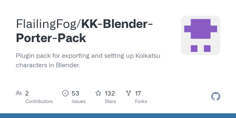 GitHub - FlailingFog/KK-Blender-Porter-Pack: Plugin pack for exporting and setting up Koikatsu characters in Blender.