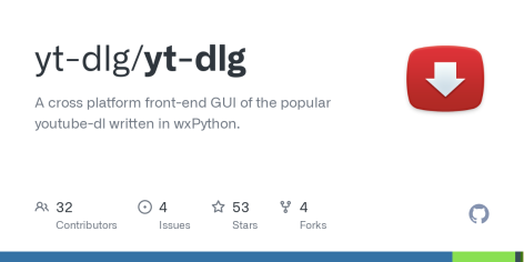 GitHub - yt-dlg/yt-dlg: A cross platform front-end GUI of the popular youtube-dl written in wxPython.