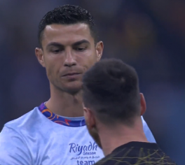 Cristiano Ronaldo briefly greets Lionel Messi ahead of 37th and potentially final meeting and reminds former Real Madrid teammate Sergio Ramos to remove his earring after tunnel hug