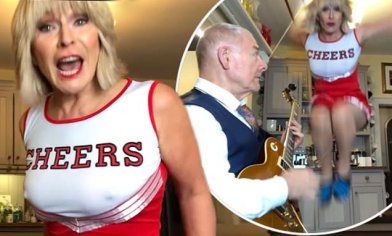 Toyah Willcox films another song as she goes braless under cheerleader costume | Daily Mail Online