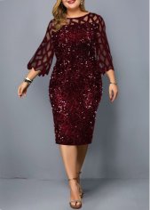 ROTITA Plus Size Mesh Stitching Sequin Dress | Rotita.com - USD $48.98 