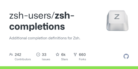 GitHub - zsh-users/zsh-completions: Additional completion definitions for Zsh.