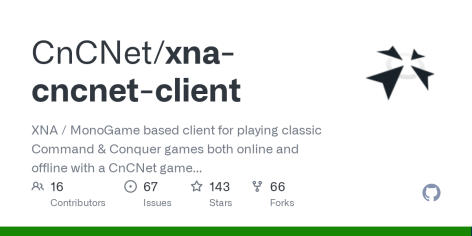 GitHub - CnCNet/xna-cncnet-client: XNA / MonoGame based client for playing classic Command & Conquer games both online and offline with a CnCNet game spawner.