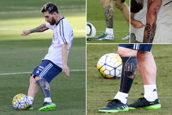 Lionel Messi new tattoo: Barcelona star shows off bizarre inking in Argentina training | The Sun