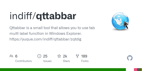GitHub - indiff/qttabbar: Qttabbar is a small tool that allows you to use tab multi label function in Windows Explorer.  https://yuque.com/indiff/qttabbar/zqtdig