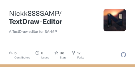 GitHub - Nickk888SAMP/TextDraw-Editor: A TextDraw editor for SA-MP