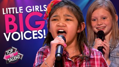 Top 10 Little Girl Singers with BIG Voices on America's Got Talent!