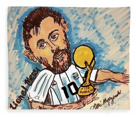 Lionel Messi Argentina World Cup 2022  Fleece Blanket by Geraldine Myszenski - Pixels