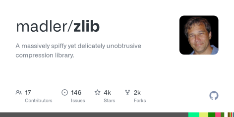 GitHub - madler/zlib: A massively spiffy yet delicately unobtrusive compression library.