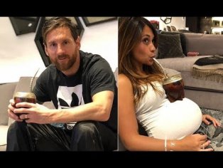 Lionel Messi enjoys 'Mate' drink with his pregnant wife - YouTube