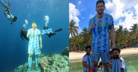 FIFA World Cup: Lakshadweep's Argentina fan takes Messi cutout underwater