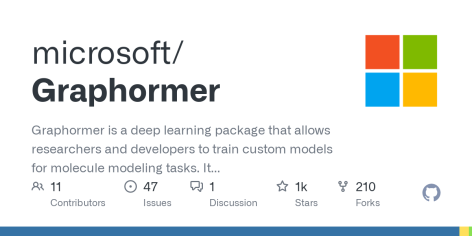 GitHub - microsoft/Graphormer: Graphormer is a deep learning package that allows researchers and developers to train custom models for molecule modeling tasks. It aims to accelerate the research and application in AI for molecule science, such as material design, drug discovery, etc.
