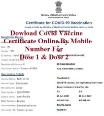 Vaccine Certificate Download By Mobile Number Dose 1 & Dose 2 at cowin.gov.in 