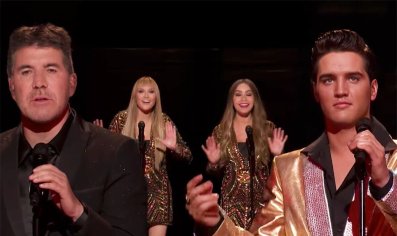 'Elvis reborn' Simon Cowell sings with The King on stage | Music | Entertainment | Express.co.uk