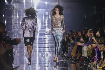 Tom Ford closes Fashion Week with big hair, miles of sparkle