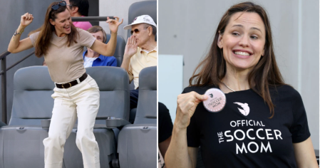 Jennifer Garner joyfully boogies on sideline of women's football match | Metro News