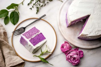 Ube Cake (Filipino Purple Yam Cake w/ Macapuno) - Hungry Huy