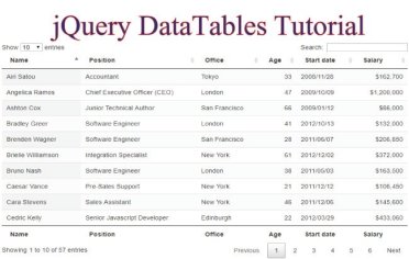 Learn jQuery DataTables in 2 minutes - Tutorial with Codes to download