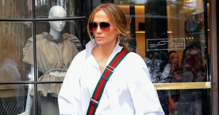 Jennifer Lopez Wears Biker Shorts and a White Shirt in NYC | POPSUGAR Fashion