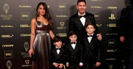 Los detalles del extravagante traje de Messi en la gala del BalÃ³n de Oro 2021 en composÃ© con sus tres hijos  - Infobae