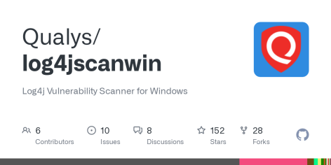 GitHub - Qualys/log4jscanwin: Log4j Vulnerability Scanner for Windows