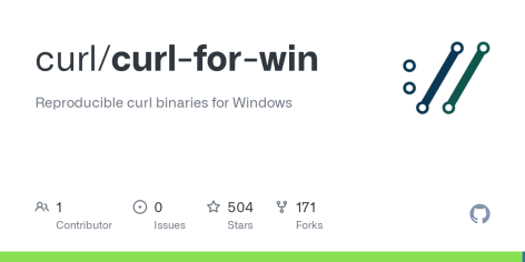 GitHub - curl/curl-for-win: Reproducible curl binaries for Windows