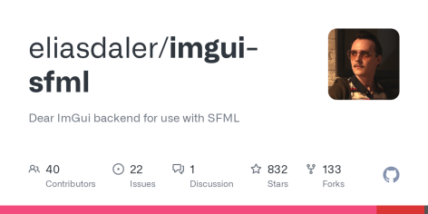 GitHub - eliasdaler/imgui-sfml: Dear ImGui backend for use with SFML