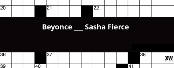 Beyonce ___ Sasha Fierce crossword clue