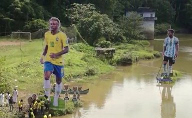 Lionel Messi, Neymar Cut-Outs Stand Tall In Kerala River Ahead Of FIFA World Cup
