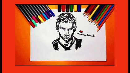 lionel messi black and white drawing