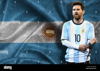 Lionel Messi and Argentina flag Stock Photo - Alamy
