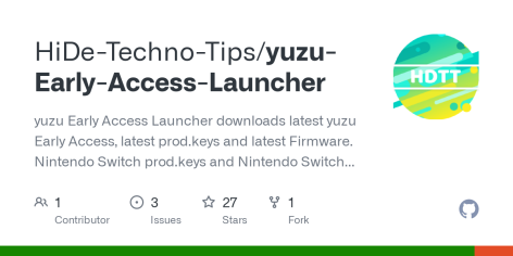 GitHub - HiDe-Techno-Tips/yuzu-Early-Access-Launcher: yuzu Early Access Launcher downloads latest yuzu Early Access, latest prod.keys and latest Firmware. Nintendo Switch prod.keys and Nintendo Switch Firmware is available here.