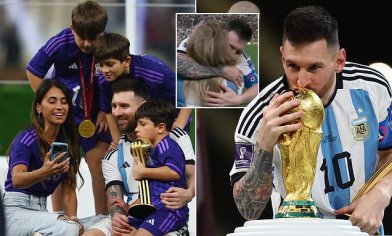 Lionel Messi is mobbed by mother Celia after Argentina's stunning World Cup final win | Daily Mail Online