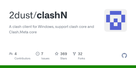 GitHub - 2dust/clashN: A clash client for Windows, support clash core and Clash.Meta core