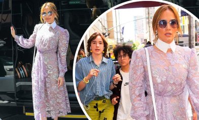 Jennifer Lopez looks chic as she steps out with daughter Emme and stepdaughter Seraphina Affleck | Daily Mail Online