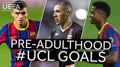 PEDRI, BENZEMA, ANSU FATI: #UCL goals scored by players before turning 18!! - YouTube
