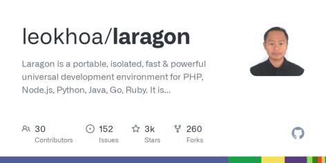GitHub - leokhoa/laragon: Laragon is a portable, isolated, fast & powerful universal development environment for PHP, Node.js, Python, Java, Go, Ruby. It is fast, lightweight, easy-to-use and easy-to-extend.