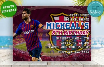 Editable Lionel Messi Barcelona FC Party Invitations Digital File | Bobotemp