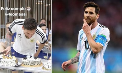 Lionel Messi presented with birthday cake by Argentina team-mates | Daily Mail Online